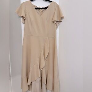Elegant Tan Ruffle Dress